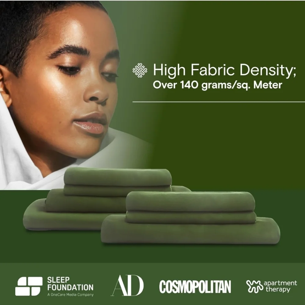 DOZ by SIJO Bamboo Fitted Sheet + Pillowcase Twin Forest Green NWT